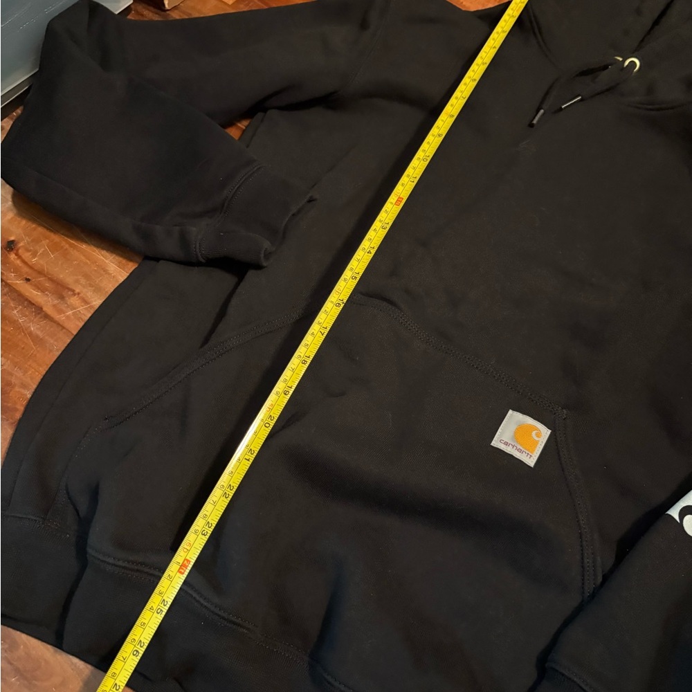 Carhartt Black Hoodie Sweatshirt Loose Fit Sleeve Logo Small - Picture 2 of 5